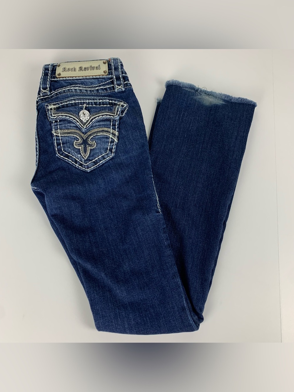 Rock Revival Jeans Y2k Anett Bootcut Slim Embroidered Denim Pants Women Size 24